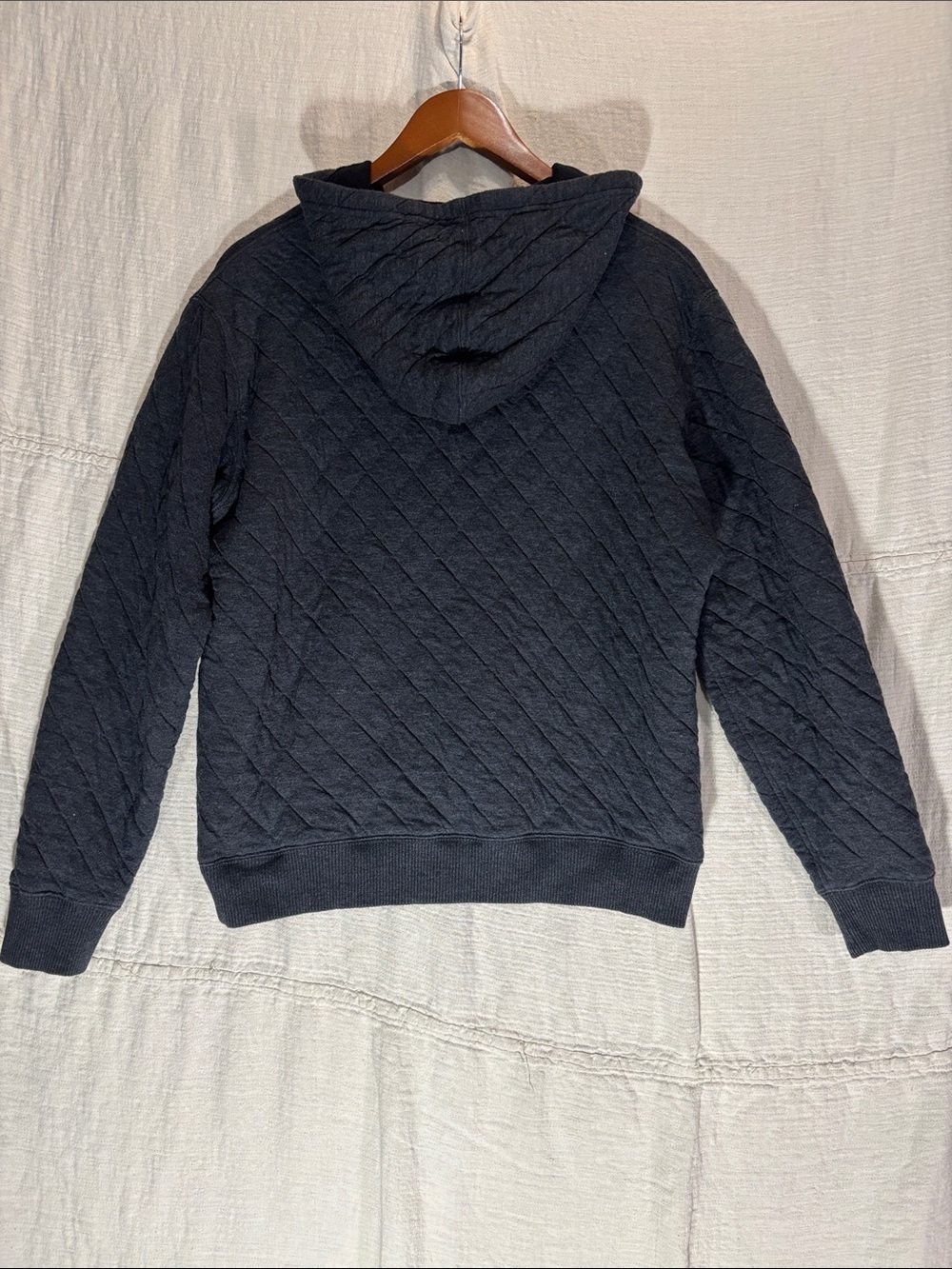 Eddie Bauer Diamond Quilted Full Zip-Up Hooded Jacket - Charcoal M EUC - Picture 7 of 7